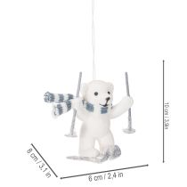 Itens Pingente de urso polar em esquis com cachecol para pendurar, 10 cm, 2 peças