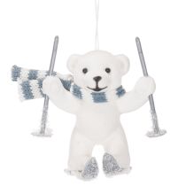 Itens Pingente de urso polar em esquis com cachecol para pendurar, 10 cm, 2 peças