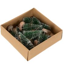 Itens Mini árvores de Natal artificiais para decoração de mesa, cobertas de neve, 6 cm, 12 peças.