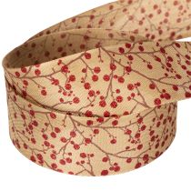 Itens Galhos decorativos de fita com frutinhas vermelhas brilhantes, 40 mm x 15 m