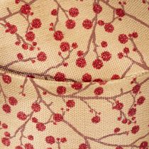 Itens Galhos decorativos de fita com frutinhas vermelhas brilhantes, 40 mm x 15 m