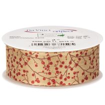 Itens Galhos decorativos de fita com frutinhas vermelhas brilhantes, 40 mm x 15 m