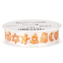 Itens Fita decorativa com figuras de biscoito de gengibre. Fita festiva para presentes de Natal. 25 mm x 18 m.