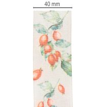 Itens Fita para presentes, com estampa outonal de rosas-mosquetas e folhas, 40 mm x 18 m