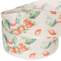 Itens Fita para presentes, com estampa outonal de rosas-mosquetas e folhas, 40 mm x 18 m