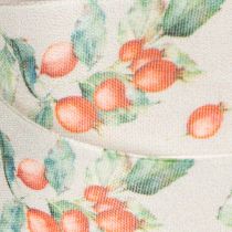 Itens Fita para presentes, com estampa outonal de rosas-mosquetas e folhas, 40 mm x 18 m