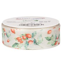 Itens Fita para presentes, com estampa outonal de rosas-mosquetas e folhas, 40 mm x 18 m