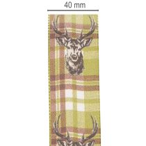 Itens Fita decorativa com cabeça de veado e padrão xadrez, 40 mm x 15 m