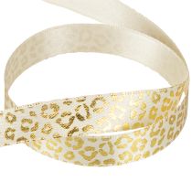 Itens Fita de seda com estampa de leopardo creme dourado 15mm 18m