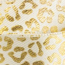 Itens Fita de seda com estampa de leopardo creme dourado 15mm 18m