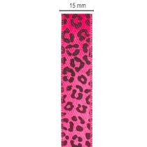 Itens Fita decorativa com estampa de leopardo, rosa, 15 mm x 18 m