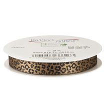 Itens Fita de seda com estampa de leopardo marrom e preta 15 mm 18 m
