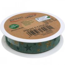 Itens Laço de fita de presente com estrelas azul ouro 25mm 15m