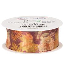 Itens Fita para presentes em cores outonais, fita de organza com estampa floral, 40 mm, 15 m