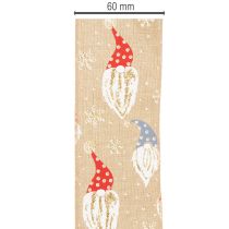 Itens Fita decorativa com gnomos de Natal em fita de juta, motivo de inverno, 60 mm x 10 m