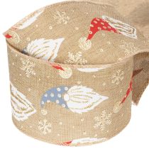 Itens Fita decorativa com gnomos de Natal em fita de juta, motivo de inverno, 60 mm x 10 m