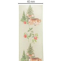 Itens Fita decorativa com motivo de veado, floresta e flores, 40 mm x 15 m