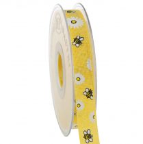 Fita de tecido abelhas amarelas fita decorativa fita de verão W15mm L20m