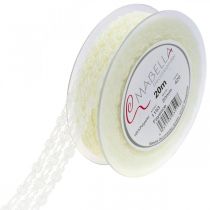 Itens Fita decorativa com renda, fita floral para presente, decoração de casamento amarelo claro W20mm L20m