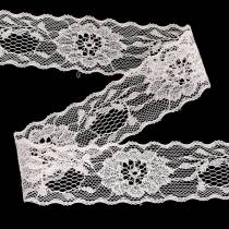 Fita de renda floral com borda ondulada rosa 40mm 20m