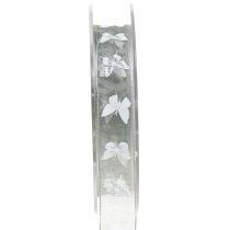 Fita de organza borboleta cinza 15mm 20m