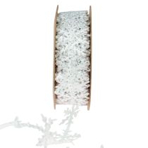 Fita de cetim fita de Natal floco de neve branca 25mm 5m