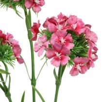 Itens Flores artificiais doces William rosa cravos 55 cm pacote de 3 peças