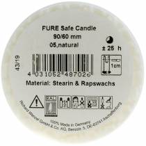 Itens PURE Nature Safe Candle pilar vela estearina, cera de colza 90/60mm branca 1ud