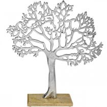Deco tree metal grande, metal tree silver wood H42.5cm