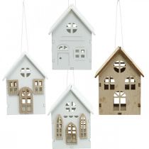 Decorações para árvores de natal, decoração de casa de madeira H10cm 4 unidades