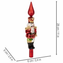 Itens Enfeite de Natal em forma de quebra-nozes vermelho para árvore de Natal, 28 cm, em vidro verdadeiro.