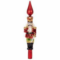 Itens Enfeite de Natal em forma de quebra-nozes vermelho para árvore de Natal, 28 cm, em vidro verdadeiro.