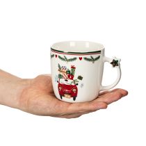 Itens Caneca de cerâmica com motivo natalino, carro e presentes, 9 cm