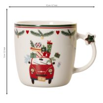 Itens Caneca de cerâmica com motivo natalino, carro e presentes, 9 cm