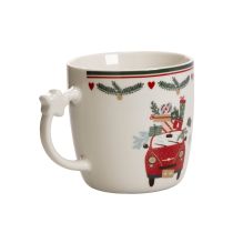 Itens Caneca de cerâmica com motivo natalino, carro e presentes, 9 cm