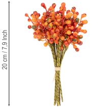 Itens Cacho de bagas laranja, com 20 cm de comprimento.