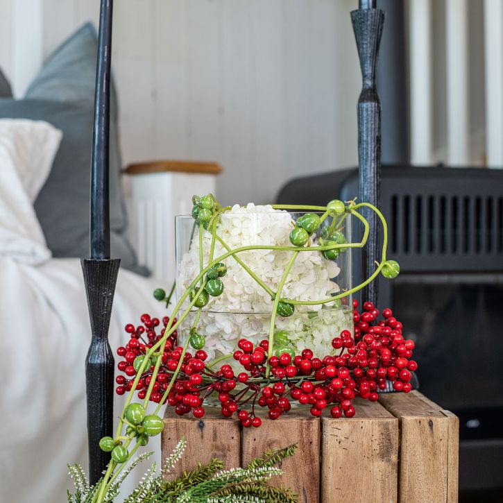 Guirlanda de Bagas Plantas Artificiais Vermelhas Natal Vermelho Ø30cm