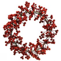 Guirlanda de Bagas Plantas Artificiais Vermelhas Natal Vermelho Ø30cm