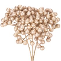 Itens Ramo artificial de frutos silvestres, decoração cor champanhe, 28 cm, 3 peças