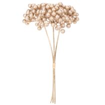 Itens Ramo artificial de frutos silvestres, decoração cor champanhe, 28 cm, 3 peças