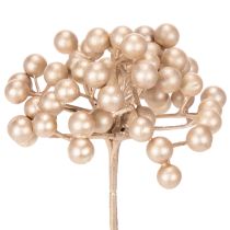Itens Ramo artificial de frutos silvestres, decoração cor champanhe, 28 cm, 3 peças