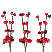 Itens Ramo artificial com frutos vermelhos, 15 cm, 6 peças