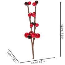 Itens Ramo artificial com frutos vermelhos, 15 cm, 6 peças
