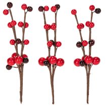 Itens Ramo artificial com frutos vermelhos, 15 cm, 6 peças