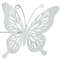 Estaca de cama borboleta de metal branca 43x10,5x8cm 3uds