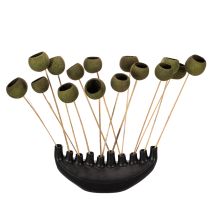 Itens Taça em forma de sino com haste, verde, flores exóticas secas, 5 cm, 15 peças