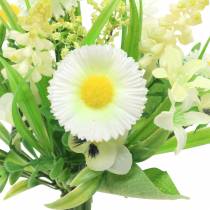 Bouquet de primavera com bellis e jacinto branco artificial, amarelo 25cm