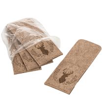 Itens Porta-talheres com estampa de veado, feito de feltro, 26 cm, 4 peças