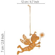 Itens Enfeite de abelha para pendurar, metal cor ferrugem, decoração de verão, 12 cm, 6 peças