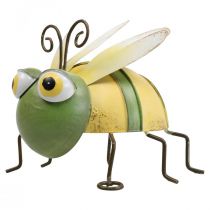 Figura de jardim abelha, figura decorativa metal inseto H9.5cm verde amarelo